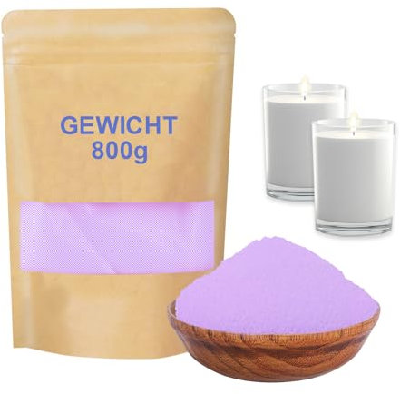 DSYZWEE Kerzenwachs, Kerzensand 800 g, Kerzensand mit Docht, mit 10 Stück Kerzendocht (10cm), Pflanzliches Wachs, Perlenwachs Lila