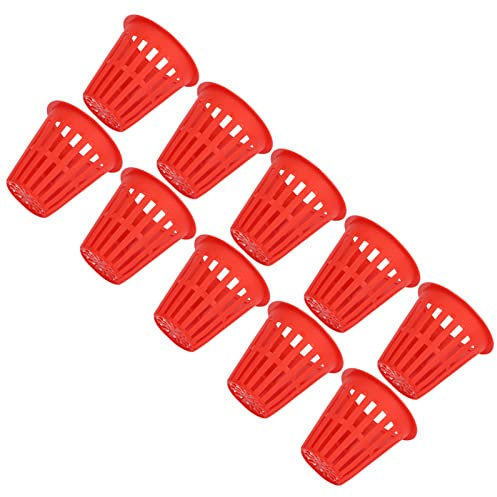 KIMISS 10er-Pack Hochwertige Hydrokultur-Netztöpfe aus Kunststoff, Ideal für Erdfreie Gartenarbeit, Pflanzkörbe mit Rohr- und Boxsystem für den Privaten und Gewerblichen Gebrauch (Rot)