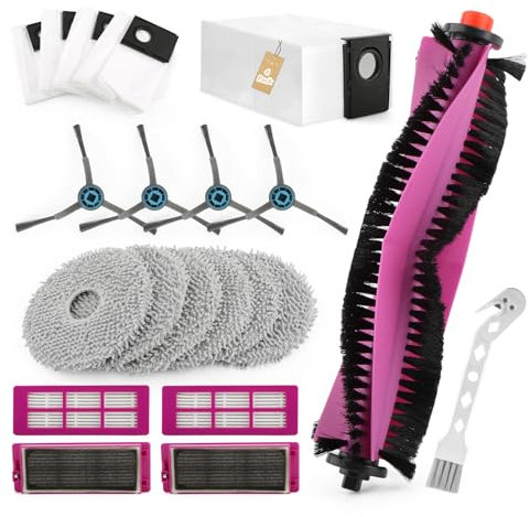 RongZy 20 Piezas Repuesto Accesorios para Eureka J15 Pro Ultra Robot Aspirador Recambios con 1 Cepillo Principal,4 Cepillo Lateral,4 Bolsas Polvo/6 Paños Fregado/4 Filtro Hepa,1 Cepillos Herramientas
