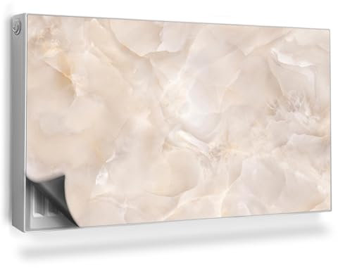 Heizkörperabdeckung 110x60 cm Einfache Installation Magnetbefestigung Hitzebeständing Magnetisch Heizung Schutz Magnetmatte für Heizkörper - Elegante Marmorplatte mit Steinstruktur