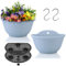 YuanDiann 2er Pack Wandmontage Blumentopf Halbrunder Hängender Garten Blumenkorb Balkon Innen Außen Deko Pflanzgefäß Blumenampel Selbstbewässerung mit Wasserspeicher 2# Hellblau L