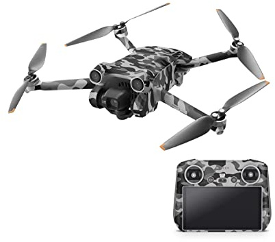 Skins4u Drohnen Aufkleber Set kompatibel mit DJI Mini 4 Pro, 4K Vinyl Skin mit Matter Oberfläche, 3 Akku Skins, Rapid Air Technologie (Urban Camouflage, DJI Mini 4 Pro)