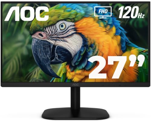AOC 27B35H3 Monitor de Juego Informal de 27, Panel IPS, Full HD (1920x1080) 120Hz, 1 ms, sincronización adaptativa, VGA y HDMI, sin Parpadeo, luz Azul Baja, HDR Ready, VESA