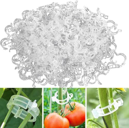 DAJASD 100Pcs Plant Support Clips, Plant Clips for Climbing Plants, Tomato Clips Flower Stem Clips for Fixing Vegetables, Cucumbers, Flowers, Shrubs, Cage Plant (Write)