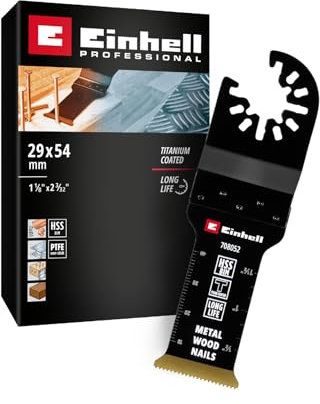 Original Einhell Bi-Metall Tauchsägeblatt titanbeschichtet (29 mm Breite, 54 mm Eintauchtiefe, PTFE-Finishing, Metallverzahnung, Schnellwechselfunktion)