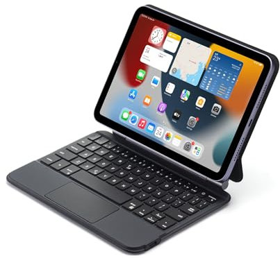 Bueuwe Custodia con Tastiera per iPad Mini 7 A17 PRO/Mini 6A Generazione Custodia con Tastiera Magnetica Supporto A Sbalzo Galleggiante Trackpad Multi-Touch Tasti Retroilluminati