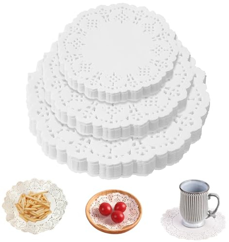 WQNNQW Tortenspitze,150 Stück Tortenunterlage Rund,Tortenspitzen Rund | Tortenpapier,Papierdeckchen Tassenuntersetzer Papier,Für Kuchen Desserts Snacks (11 / 16.5 / 21.5 cm)