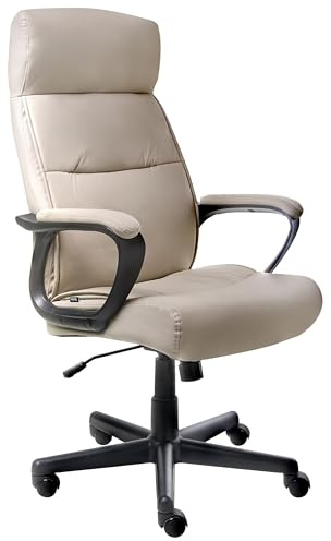 Beliani Executive Office Chair Faux Leather Backrest Swivel Adjustable Beige Guru