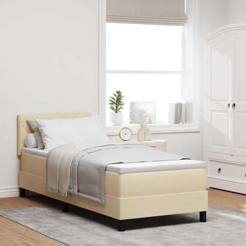 vidaXL Letto a molle con testiera Crema 80 x 200 cm Tessuto
