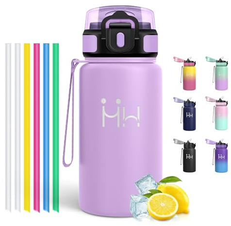 Motswedi Borraccia Termica 500 ml, con Cannuccia, Borraccia Acciaio Inox, per Bevande Calde e Freddo, Borracce Termiche, per Bici, Campeggio, Sport, Palestra, Viola chiaro