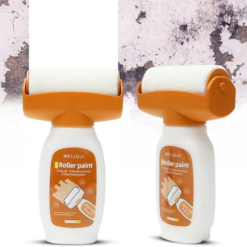 2 Stück Wandfarbe Ausbessern Weiß, Wandfarbe Weiß Roller Ausbesserungsfarbe Weiss, Wandreparatur RollbüRste, Wand Ausbessern Roller mit Wandreparaturpast für Wandkratzer Graffiti Flecken, 500g+500g