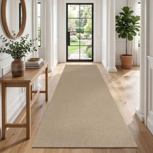 SHACOS Läufer Flur 80x240 cm, Teppich Läufer rutschfest, Flurläufer Lang Küchenteppich Waschbar, Modern Flurteppich für Eingang, Küche, Wohnraum, Braun