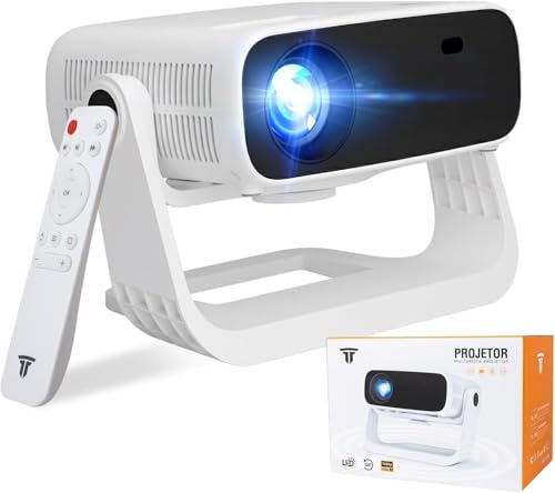 Proiettore smart 2025 con TV Android con WiFi 6 e Bluetooth 5 - Wielio integrato 1000 + app 240 Ansi per camera da letto portatile mini proiettore per film supporto 4K/1080P, chiave e zoom auto