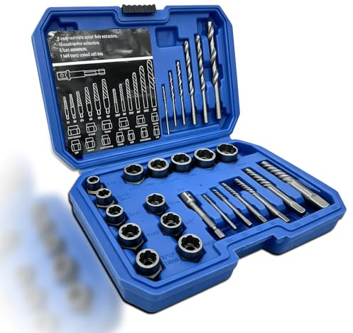 Extracteur De Vis à Filetage Inversé: 26 Pièces Douille Extracteurs De Boulons Antivol, Extracteur De Boulons Cassés, Jeu Professionnel Extracteurs De Boulon Pour Enlever Les Boulon, écrous (Bleu)