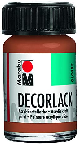 Marabu 11300039787 - Decorlack Acryl Metallic-Kupfer 787, 15 ml, hochglänzender Acryllack auf Wasserbasis, wetterfest, speichelfest, zum Malen, Schablonieren und für Serviettentechnik