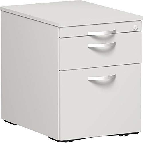 Gera Möbel S-530152-LG Rollcontainer Venedig mit 1 Hängeregistratur, 1 Kunststoff- und 1 Materialschubfach, 43 x 60 x 56,6 cm, lichtgrau