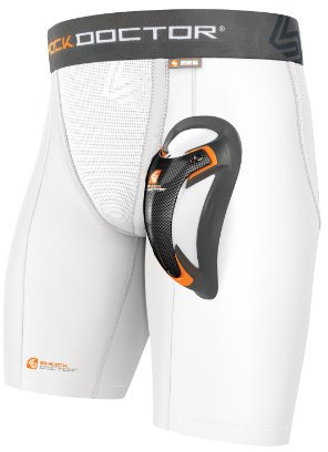 Shock Doctor Youth 225 Ultra Compression Short with Carbon Flex Cup (White, Large)