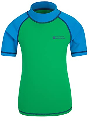 Mountain Warehouse Rashguard für Kinder - Kurzarm-Schwimmshirt, Jungen und Mädchen mit LSF 50+ UV-Schutz - Frühling, Sommer Grün (Schlicht) 164