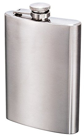 axentia Flachmann, Bar-Accessoire, Taschenflasche mit Schraubverschluss, Taschenflachmann aus Edelstahl, Trinkflasche für 200 ml, rostfrei, Silber