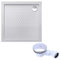doporro Plato de ducha plano antideslizante blanco Lucia01 100x100x4cm adecuado para instalación a nivel del suelo y conexiones-DIN incl. válvula de desagüe AL02