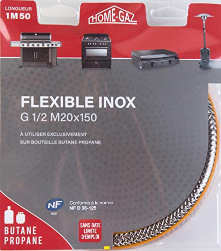 Home Gaz Flexible inox butane/propane 1,5 m sans date de péremption, Clair