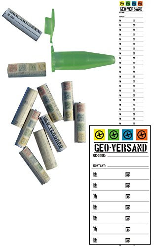 geo-versand 10 x Logstreifen für zB. magnetische Schraube Klappdeckel Nanos für MICNO (Micro Nano) mit Metallstift fertig gerollt, Geocaching Versteck, Logs, Logbuch, Nano, Micro, magnetisch