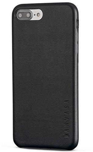 iPhone 7 Plus Lederhülle Schwarz - KANVASA Skin Leder Case Hülle Ledertasche Luxus Echtleder Cover für das Original Apple iPhone 7 Plus - Schutzhülle Ultra dünn