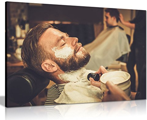 Barber Shop Decor Beard Shaving Haircut Canvas Wall Art Picture Print (30x20)