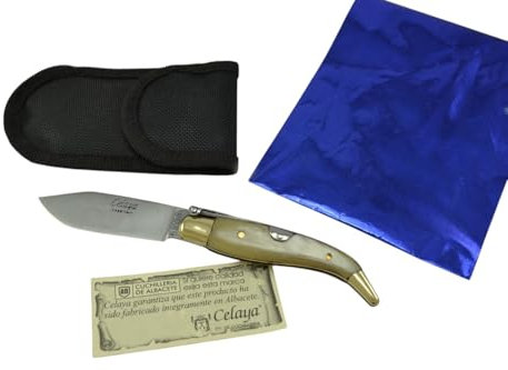 Coltello Celaya Classic Albacete Ottone Pastora di Toro 7 cm