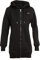 Winshape Damen Lange, kuschelige Hoodie-Jacke J006 mit 2-Wege-Zipper Kapuzenpullover, Schwarz, S