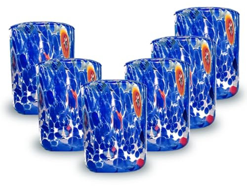 Gocce di Murano Set of 12 Rainbow-Shot Liqueur Glasses Hand-Crafted According to the Tradition of Artisans of Murano Coloured Elegant and Precious Pack of Glasses Made in Italy