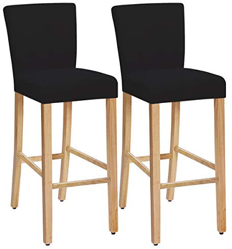 SHILV. HOME Stretch Abnehmbare Waschbare Esszimmerstuhlbezüge, Barhockerbezüge, Barhocker Stuhlbezüge Pub Counter Sitzbezug (Schwarz,Set of 2)
