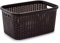 Acan Tradineur - Cesta Colada Rectangular de plástico - Fabricado en España - Capacidad de 35 litros - Estilo Mimbre - 53,5 x 36 x 26,5 cm - Color Wengue