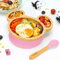 Vinsani Mouse Bamboo Plate and Spoon Set for Baby/Toddler, Mouse-Shaped Suction Plate, Stay-Put Design, Hypoallergenic and BPA-Free (Pink)