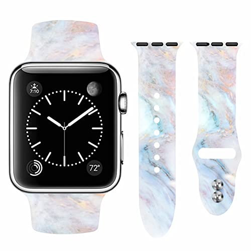 Vozehui Armband Kompatibel mit Apple Watch Armband 38mm 40mm 42mm 44mm für Damen Herren, Ersatz Sportband aus Weichem Silikon mit Marmormuster Kompatibel mit iWatch Serie SE 6 5 4 3 2 1 für 38mm/40mm
