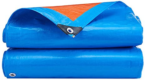 GYL Planen, wasserdichte und Sonnenschutzplane, für Planen-Überdachungszelt, Boot, UV-beständig, Oder Poolabdeckung, Outdoor-Abdeckung und Camping-Plane, Blau/Orange (Size : 8 * 15m/26.2 * 49.2ft)