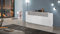 Dmora - Buffet Loris, Buffet de cuisine 4 portes, Buffet de salon, 100% Made in Italy, 200x45h86 cm, Blanc brillant et béton