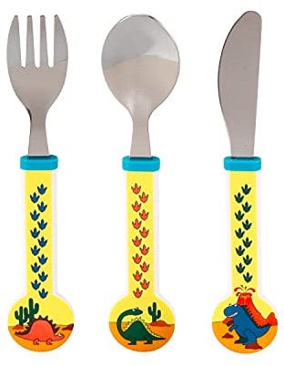 Zawadi Dinosaur Children's Kids 3pcs Stainless Steel Cutlery Utensil Set, Knife Fork Spoon