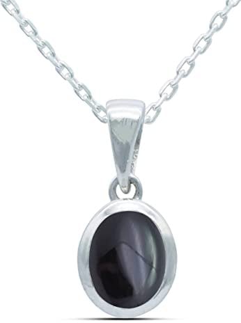 mantraroma echt Silberkette mit Onyx schwarzer Edelstein Damen Kettenanhänger 925 Sterlingsilber Halskette Geschenk (AK1-159-03-40)