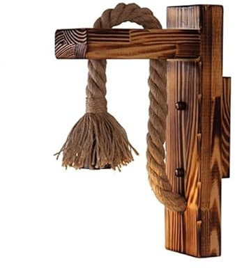 Partenopea® Applique lampada da parete in legno e corda di canapa per lampadina led E27 max 60w Stile Rustico Country Retrò di Universo (Senza Lampada)