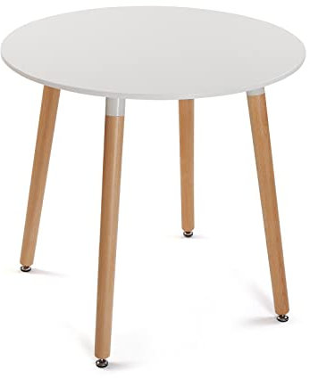 Versa Mayra Esstisch für Küche, Terrasse, Garten oder Esszimmer, Maßnahmen (H x L x B) 75 x 80 x 80 cm, Holz, PVC und Metall, Farbe: Weiß und braun