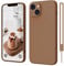 ElestBela iPhone 13 Hülle, Hanyhülle iPhone 13 Ultra Dünn Slim mit Microfiber, Kratzfeste Rundumschutz Silikon Case Schutzhülle Braun