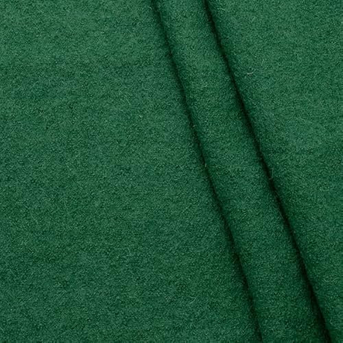 STOFFKONTOR Walkloden Wollstoff Meterware, 100% Wolle, Farbe Dunkel-Grün, Isolierend & Beidseitig verwendbar, 140 cm breit, 350 g/m²