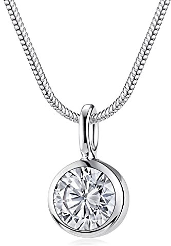 Materia Kette Damen Silber 925 mit Anhänger Stein rund KA-222-K22-45cm