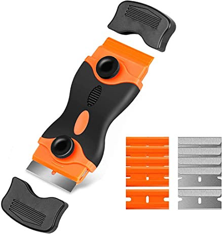 1 Pièce Grattoir Pour Table De Cuisson En Verre, Grattoir Plaque Vitrocéramique, Grattoir De Nettoyage Multi-usages, Avec 5 Lames Métallique et 5 Lames Plastique, Pour Gratter Étiquettes, Calfeutrage