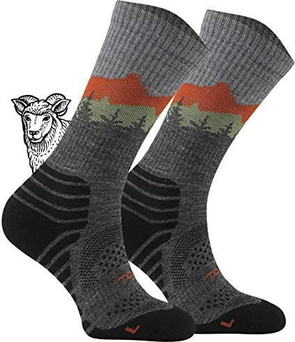 TODO BP LIGHT Dünn Merino Wandersocken für Herren, Damen,Trekking-Socken, Atmungsaktiv, 55% Merinowolle Blend Funktionssocken, Outdoor (Falcon Grau, 39-42)
