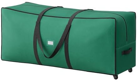 SONGMICS Aufbewahrungstasche für Weihnachtsbaum, Tragetasche auf Rollen, für Bäume bis zu 229 cm, für zerlegten Christbaum, längenverstellbare Griffe, 600D Oxford-Gewebe, waldgrün RXS004C03