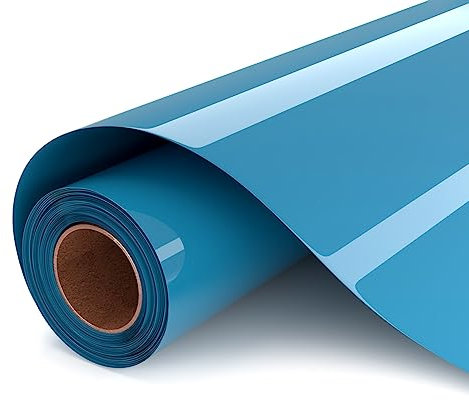 UIOK Plotterfolie Textil Blau Flexfolie - 30.5x182cm HTV Flexfolie Bügelfolie Plotter Heat Transfer Vinyl für DIY T-Shirt, Transferfolie für Cricut