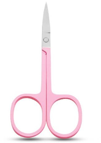 YSJJZRL 2 Pcs Professional Grooming Scissors - Eyebrow Scissors - Small Curved Stainless Steel Manicure & Beauty Scissor (Pink)