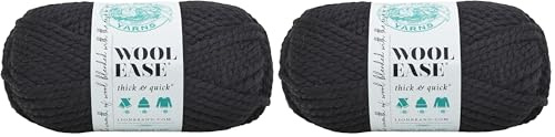 Lion Brand Yarn Company 1-Piece Wool-Ease Thick and Quick, Black, one Size, 640-153 (Pack of 2)